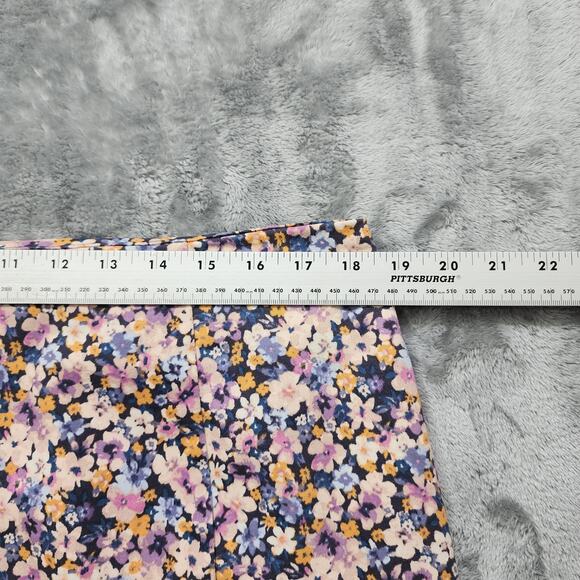 Wild Fable Skirt Womens 18 Pink Purple Blue Floral Mini Side Leg Slit Back Zip - Picture 5 of 7